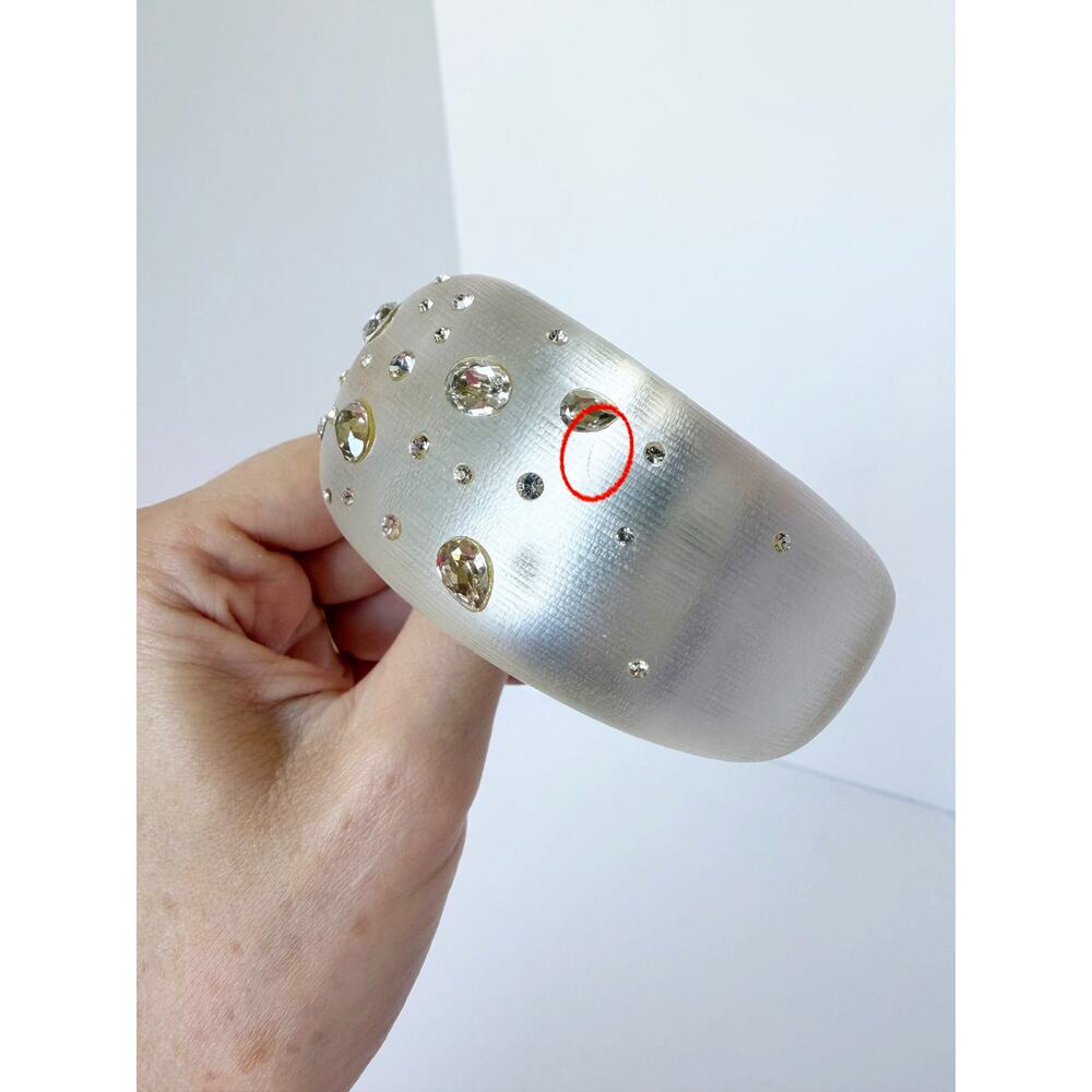 Alexis Bittar White Resin & Crystal Pave Hinged Statement Cuff Bracelet - Picture 14 of 16